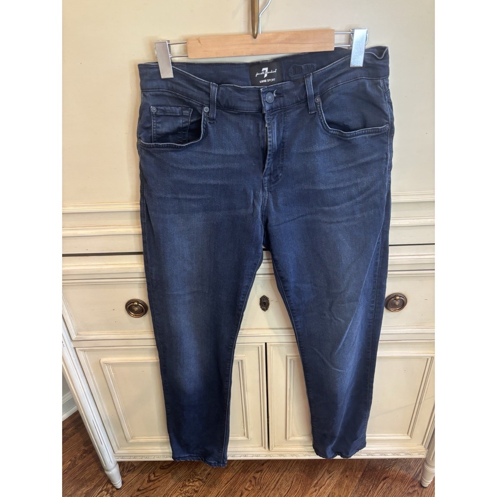 7 For All Mankind Luxe Sport Slimmy Blue Jeans Dark Rinse Size 33 Soft